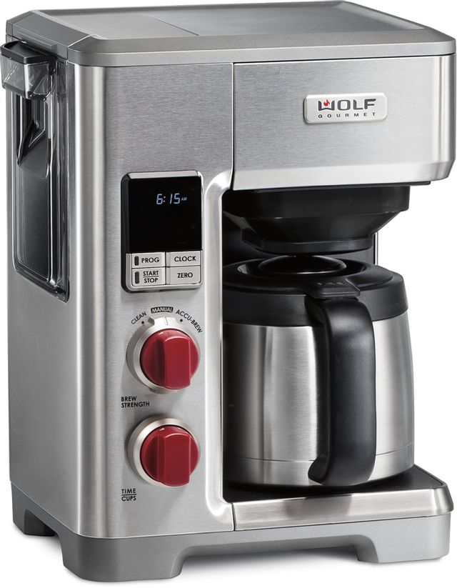 Wolf® Gourmet Stainless Steel Programmable Coffee System with Red Knob-0