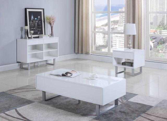 Coaster® Atchison Glossy White 1-Drawer End Table-3