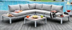 Furniture of America® Winona White/Oak/Light Gray Patio Sectional With Ottoman