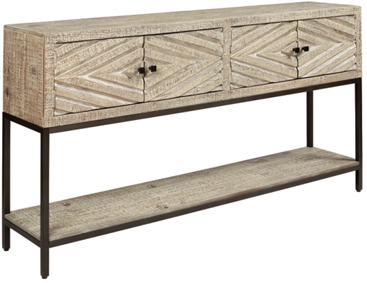 Signature Design by Ashley® Roanley Distressed White Sofa Table 0