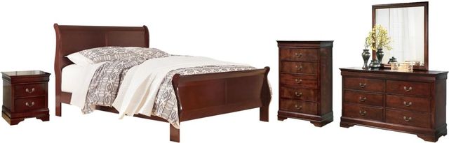 Signature Design by Ashley® Alisdair 5-Piece Dark Brown California King Sleigh Bed Set-0