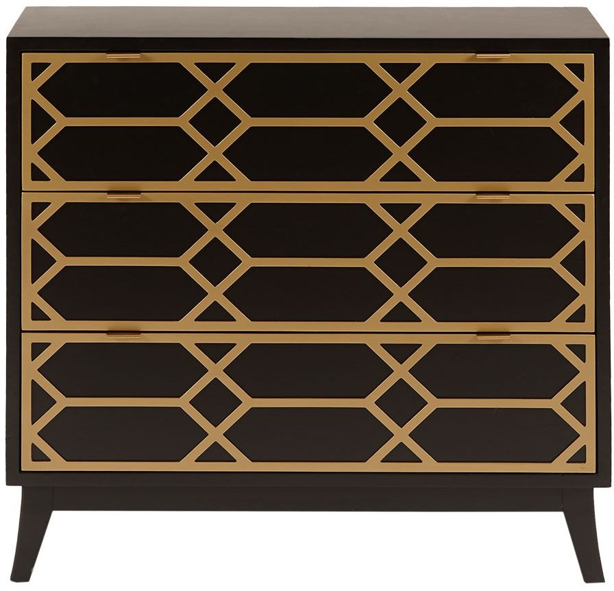 Olliix by Madison Park Black/Gold Maria Gold Lattice Accent Chest 