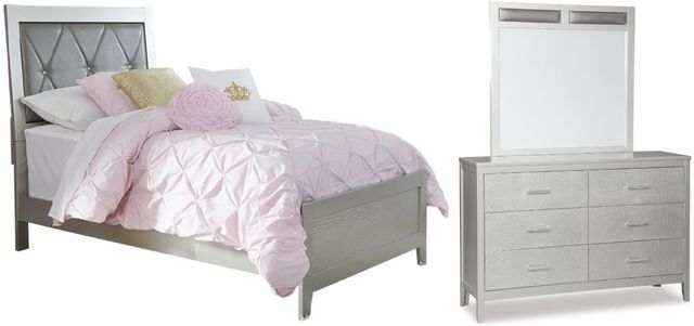 Signature Design by Ashley® Olivet 3-Piece Silver Twin Panel Bed Set