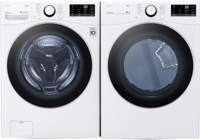 LG 4000 Series White Front Load Washer & Electric Dryer Package w/ Pedestals