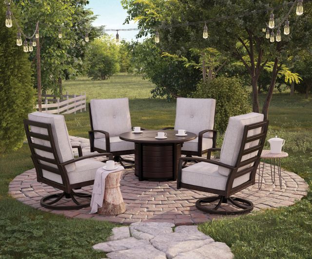 Signature Design by Ashley® Castle Island Dark Brown Round Fire Pit Table 3