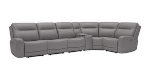Kate Preston Home 6pc Grey Power Headrest, Lumbar Reclining Sectional with Zero Gravity and Massage
