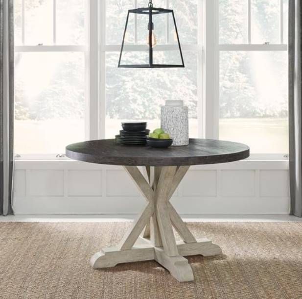 Liberty Willowrun Rustic White/Weathered Gray Pedestal Table-1