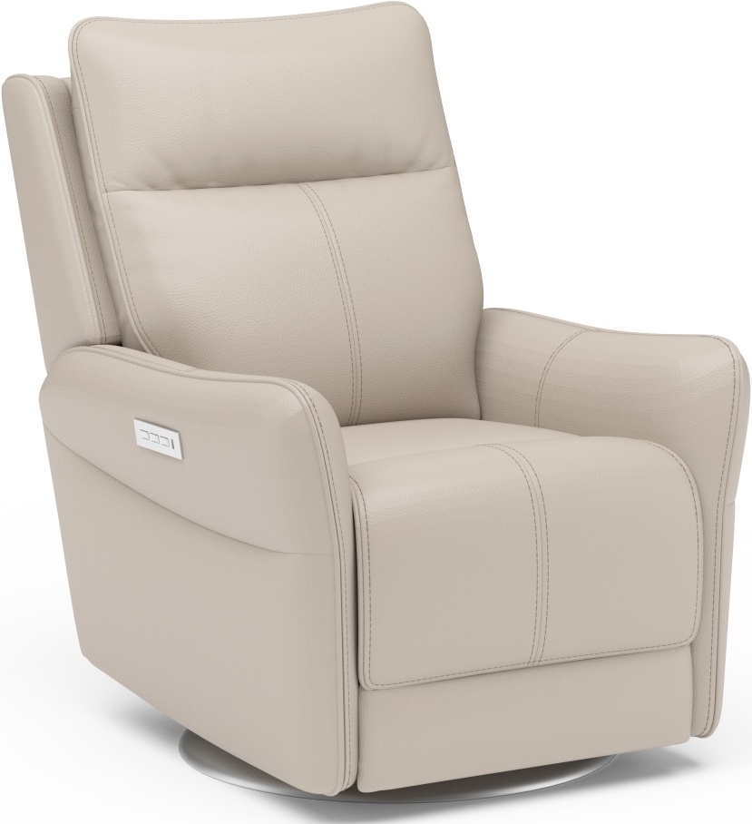 Flexsteel Spin Light Gray Swivel Power Recliner with Power