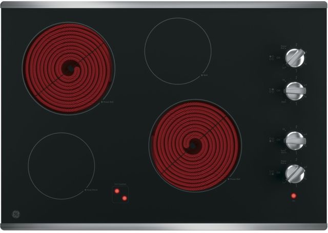 GE® 30" Stainless Steel on Black Electronic Cooktop-1