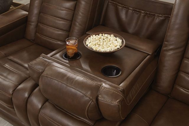 Signature Design by Ashley® Backtrack Chocolate Power Reclining Sofa with Adjustable Headrest 6