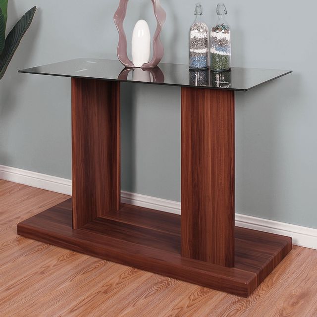 Furniture of America® Mannedorf Black and Dark Walnut Sofa Table | Vern ...