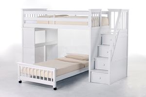 Hillsdale Furniture Schoolhouse White Twin/Twin Loft Bunk Bed with Desk End