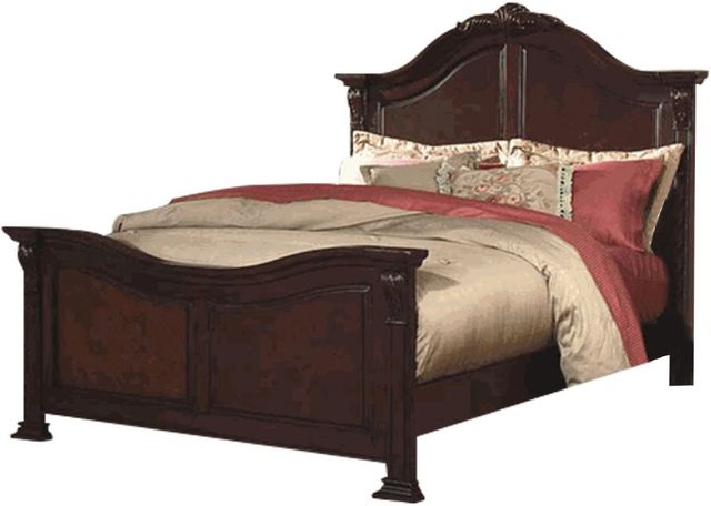 New Classic® Furniture Emilie Tudor Brown 4 Piece King Panel Bed Set-1