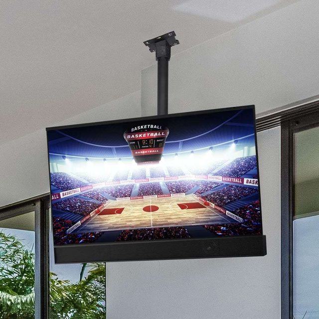 Seura® Black Powder Coat Outdoor Short Arm Ceiling TV Mount 3