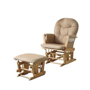 ACME Furniture Rehan Taupe/Natural Oak Glider and Ottoman