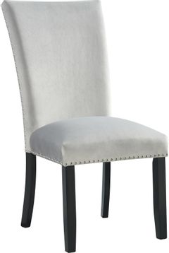 Elements International Francesca Gray Velvet Side Chair