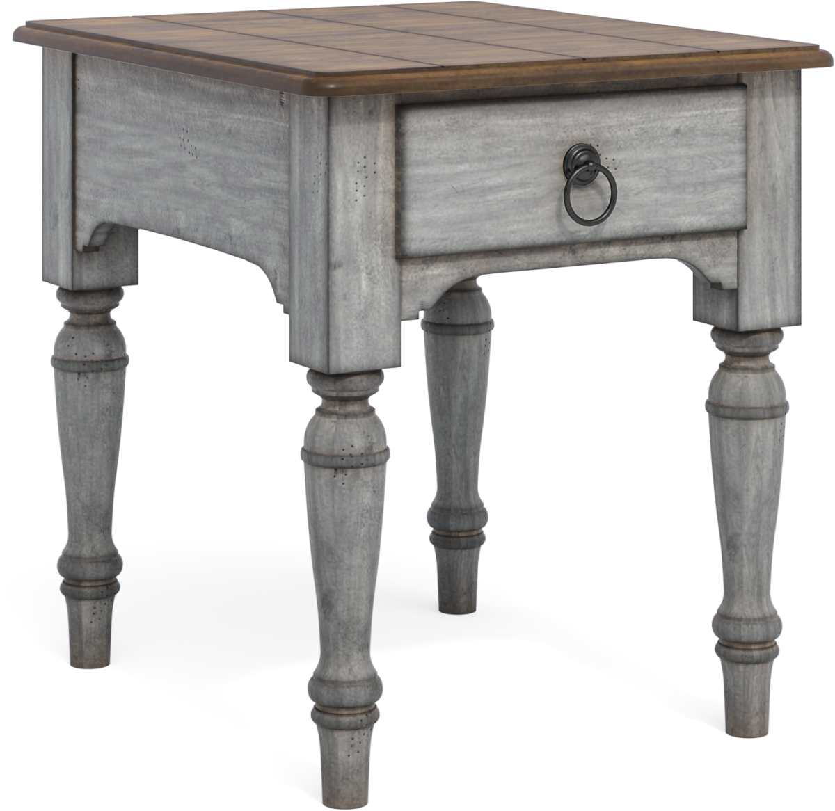 distressed grey end table