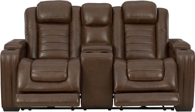 Signature Design by Ashley® Backtrack Chocolate Power Reclining Loveseat with Console 4