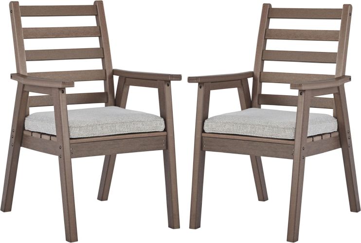 Signature Design by Ashley® Emmeline 2-Piece Brown Outdoor Dining Arm Chair with Cushion Set