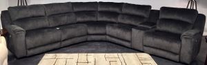 Southern Motion™ Dazzle 4-Piece Charcoal Power Headrest Reclining Sectional Set 