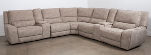 Man Wah 7 Piece Taupe Power Reclining Sectional