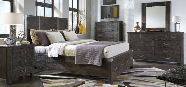 Magnussen Home® Abington Weathered Charcoal King Panel Storage Bed-3
