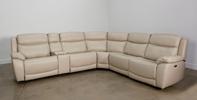Kuka Home K-Motion 6 Piece Ivory Power Reclining Leather Sectional-0