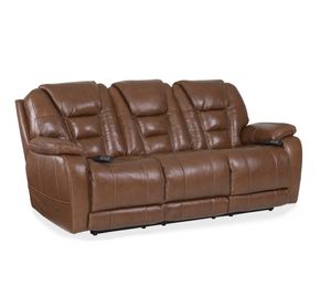 Homestretch Leather Saddle Triple Power Reclining Sofa
