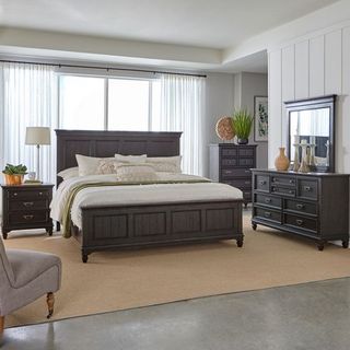 Liberty Furniture Allyson Park 5 Piece Wirebrushed Black Forest Queen Bedroom Set