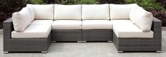 Furniture of America® Somani Light Gray Wicker/Ivory Cushion U Sectional