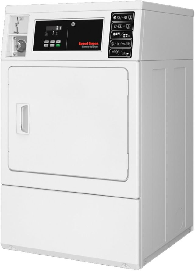 Speed Queen® Commercial 7.0 Cu. Ft. White Coin Drop Front Load Electric Dryer 2