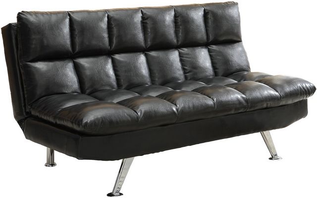 front angled view of a black futon