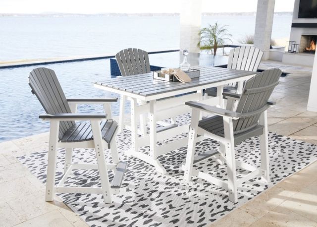 Signature Design by Ashley® Transville 5-Piece Gray/White Outdoor Dining Set-3