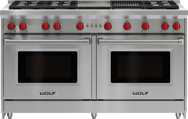 Wolf® 60" Stainless Steel Pro Style Gas Range 1