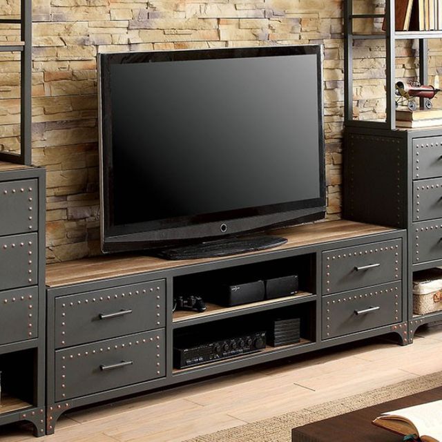 Furniture of America® Galway Sand Black/Natural Tone 60" TV Stand