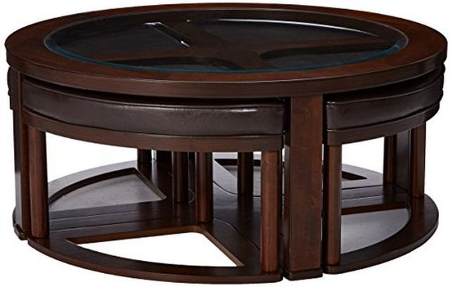 Signature Design by Ashley® Marion Dark Brown Coffee Table with Nesting Stools 1