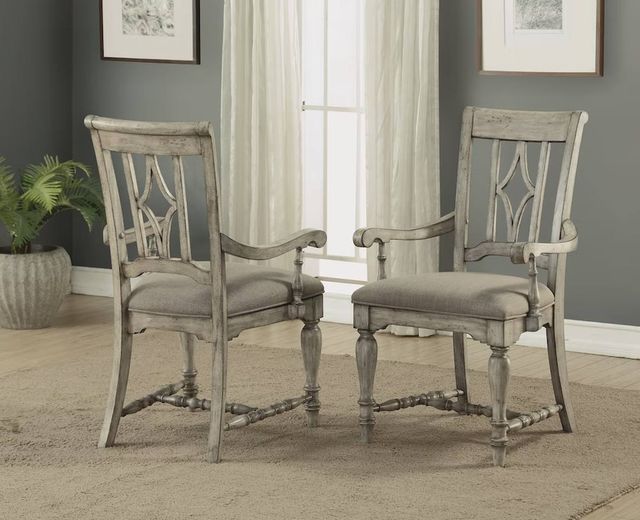 Flexsteel® Plymouth® Weathered Graywash Upholstered Arm Dining Chair 4