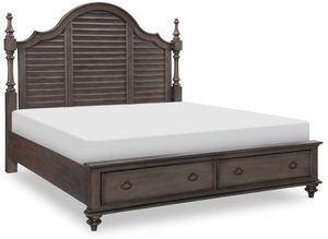 Legacy Classic Kingston Dark Sable Queen Storage Louvered Poster Bed