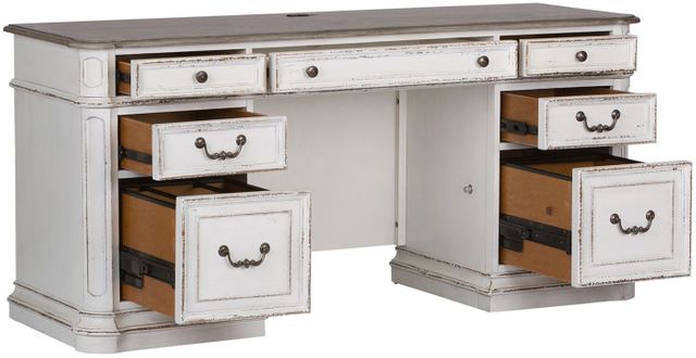Liberty Furniture Magnolia Manor 2-Piece Antique White Jr Executive Credenza Desk-1