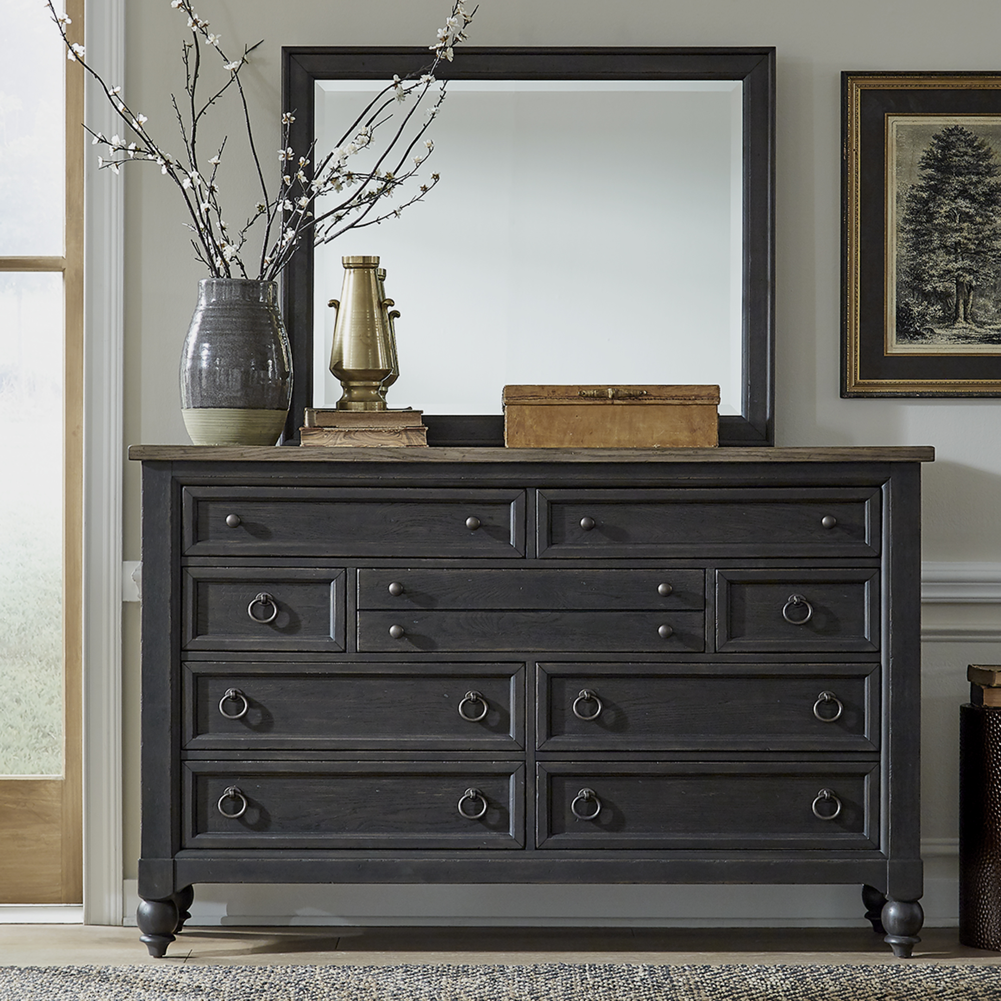 farmhouse black nightstand