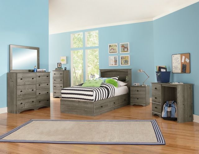 Perdue Woodworks Essential Weathered Gray Ash Twin Bookcase Headboard 2