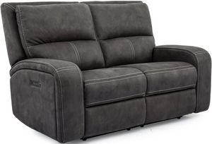 Cheers by Man Wah Charcoal Power Reclining Loveseat with Power Headrest