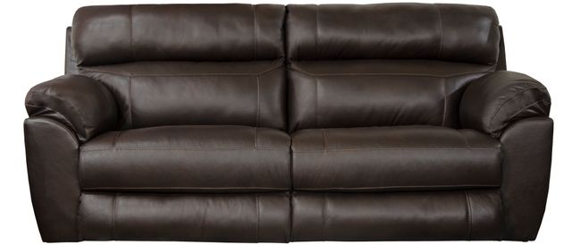 Catnapper® Costa Chocolate Leather Lay Flat Reclining Sofa-0