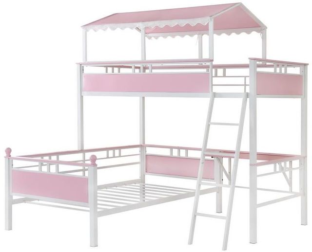 Coaster® Alexia Pink/White Twin/Twin Workstation Bunk Bed