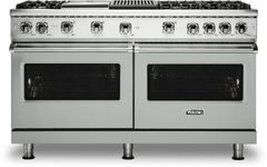 Viking® 5 Series 60" Arctic Grey Pro Style Natural Gas Range with 12" Griddle and 12" Grill
