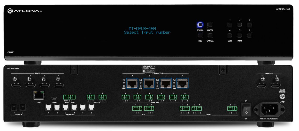 Atlona® 4K HDR HDMI to HDBaseT 4 x 6 Matrix Switchers | Crenshaws