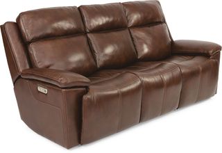 Flexsteel® Chance Brown Leather Power Gliding Sofa with Power Headrest