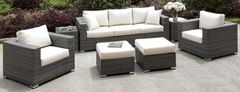Furniture of America® Somani Light Gray Wicker/Ivory Cushion 7-Piece Patio Set