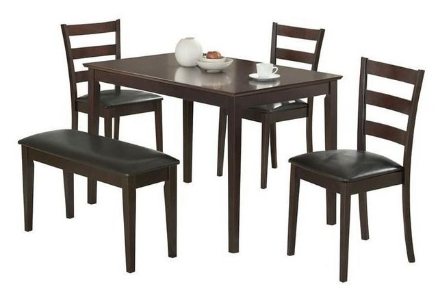 Coaster® Guillen 5-Piece Cappuccino/Dark Brown Dining Set with Bench