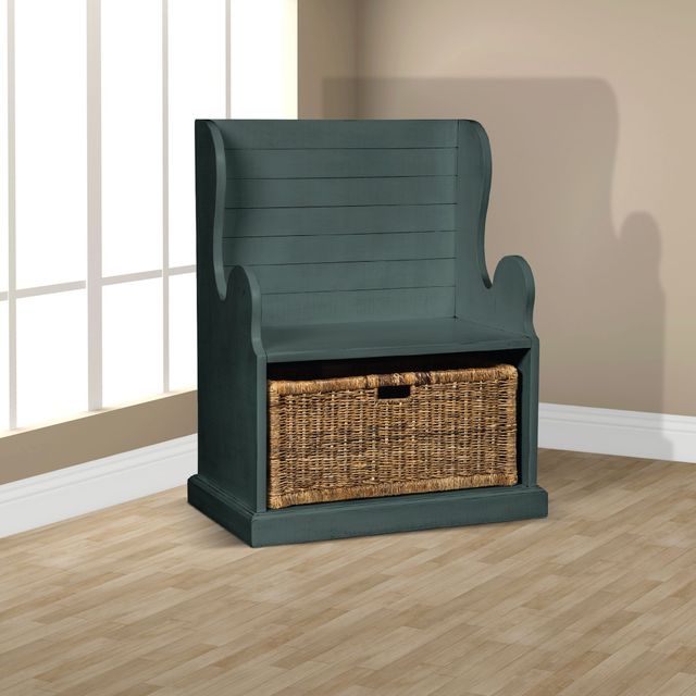 Sunny Designs™ Accents Little Boy Blue Hall Seat With Rattan Basket 2